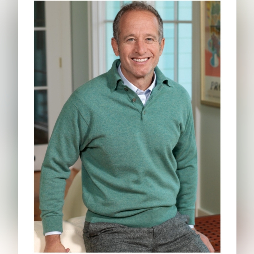 Ben Silver Charleston Casheme Polo Sweater In Sage Green XL